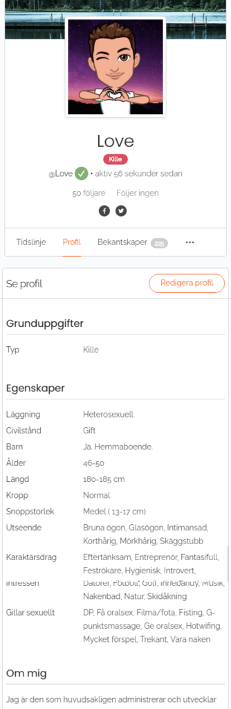 Loves profil på Hemligg.se