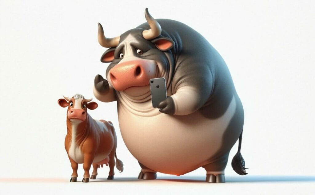 Tjur tar selfie med ko som inte gett sitt samtycke